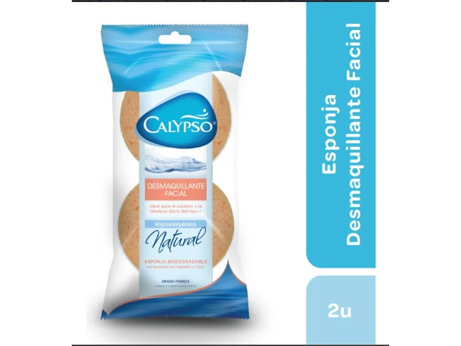 Esponja Facial Demaquillante Calypso Limpieza Piel X 2un