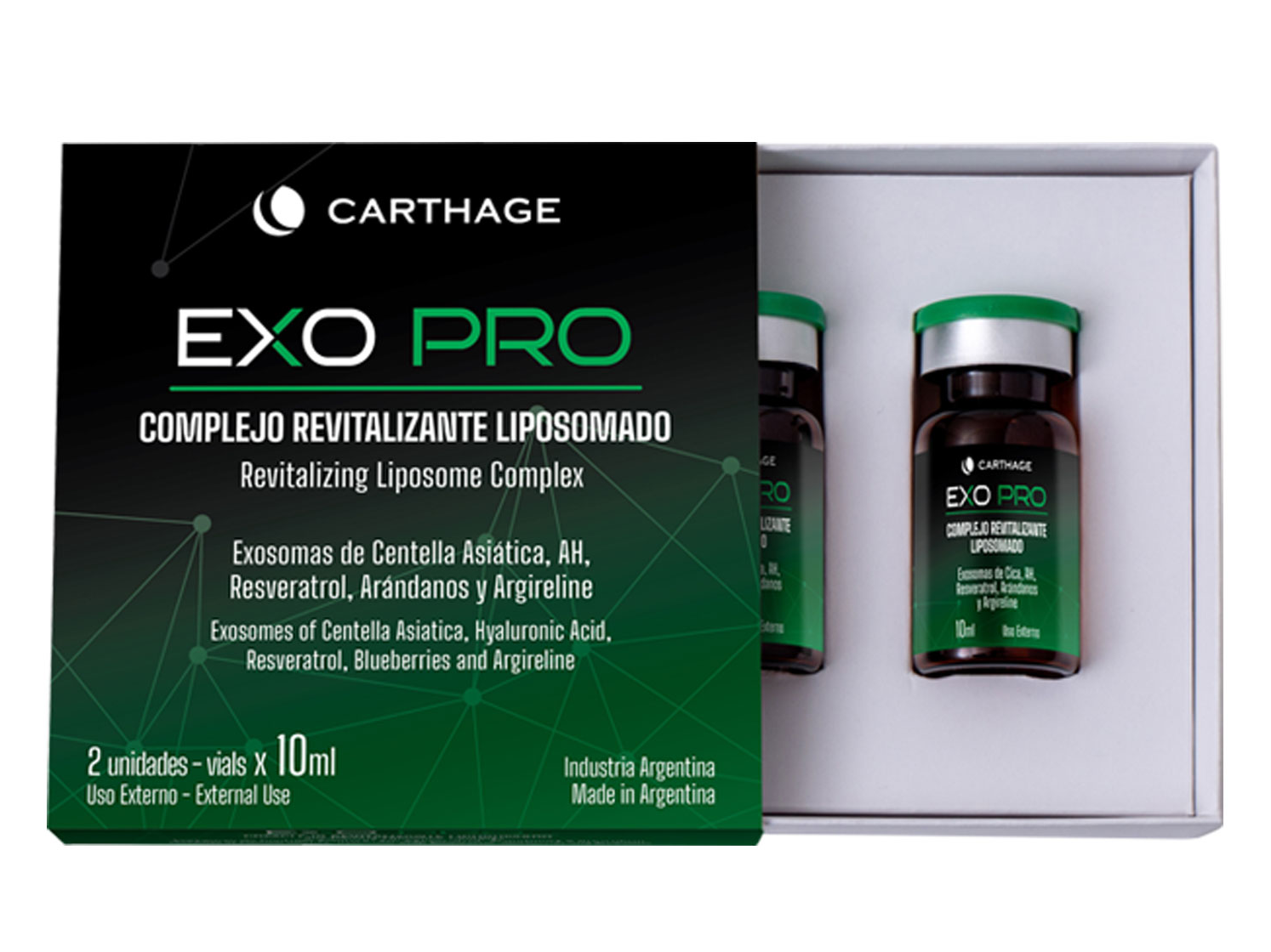 Complejo Revitalizante Liposomado con Exosomas de Centella Asiática FACIAL 2 unidades x 10 ml