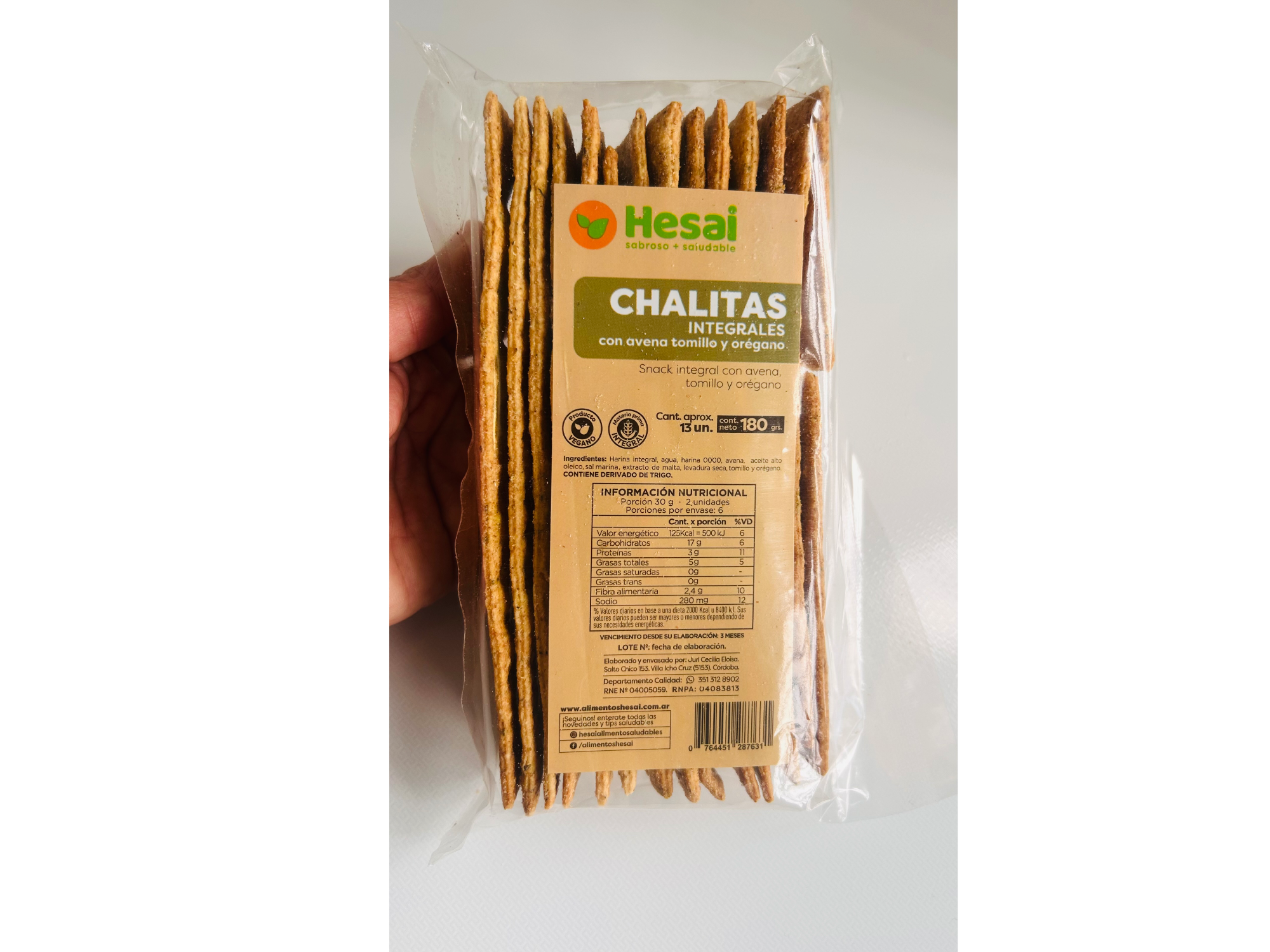 Chalitas integrales Con Avena Tomillo y Orégano