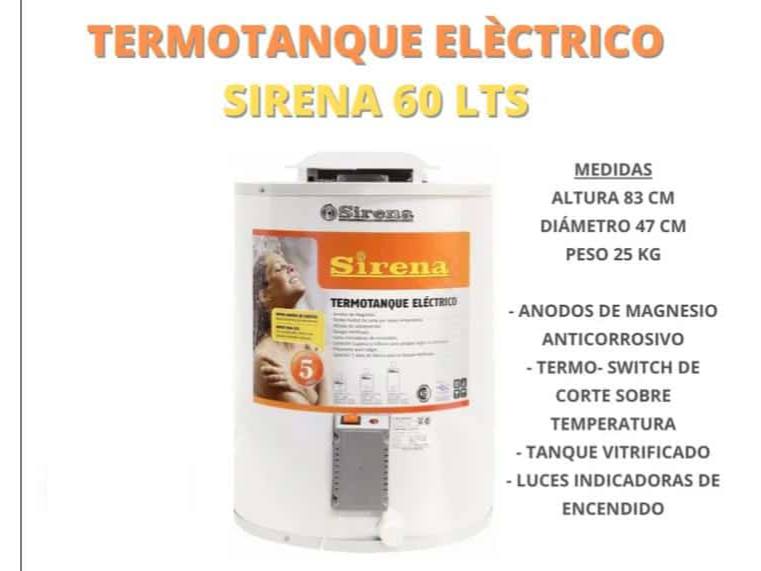 Termotanque Sirena 60 Litros Eléctrico🚿