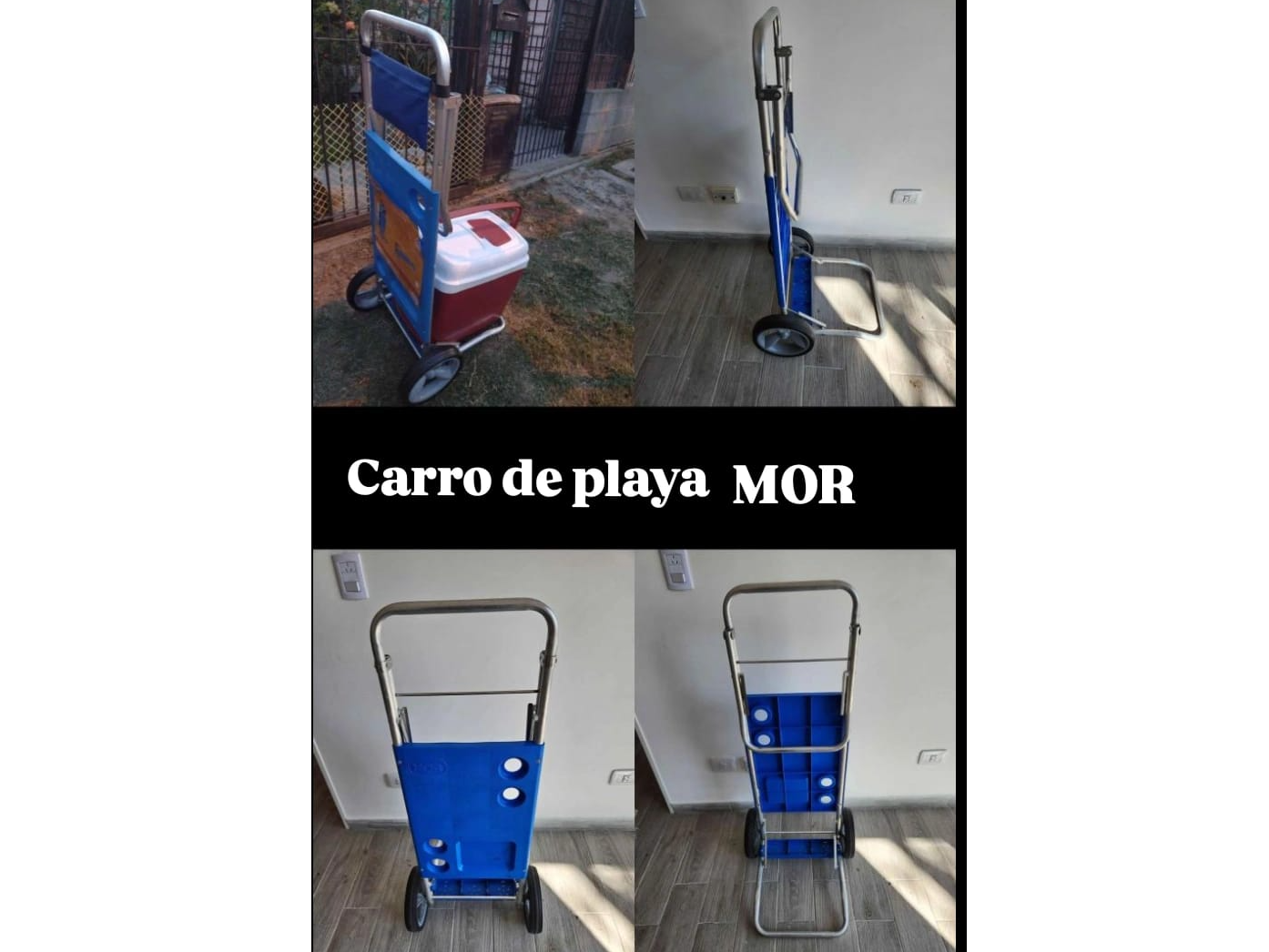 Carrito Mesa Plegable Porta Sillas Aluminio Color Azul