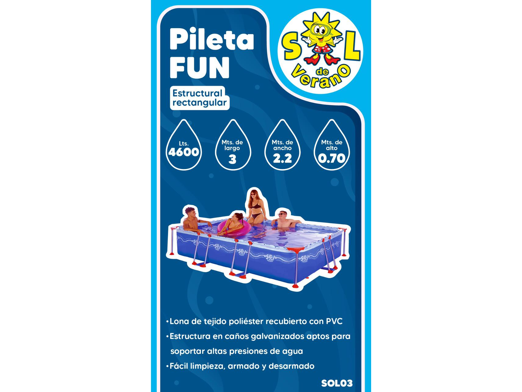 Pileta "Sol de Verano"  4600 Lts Rectangular