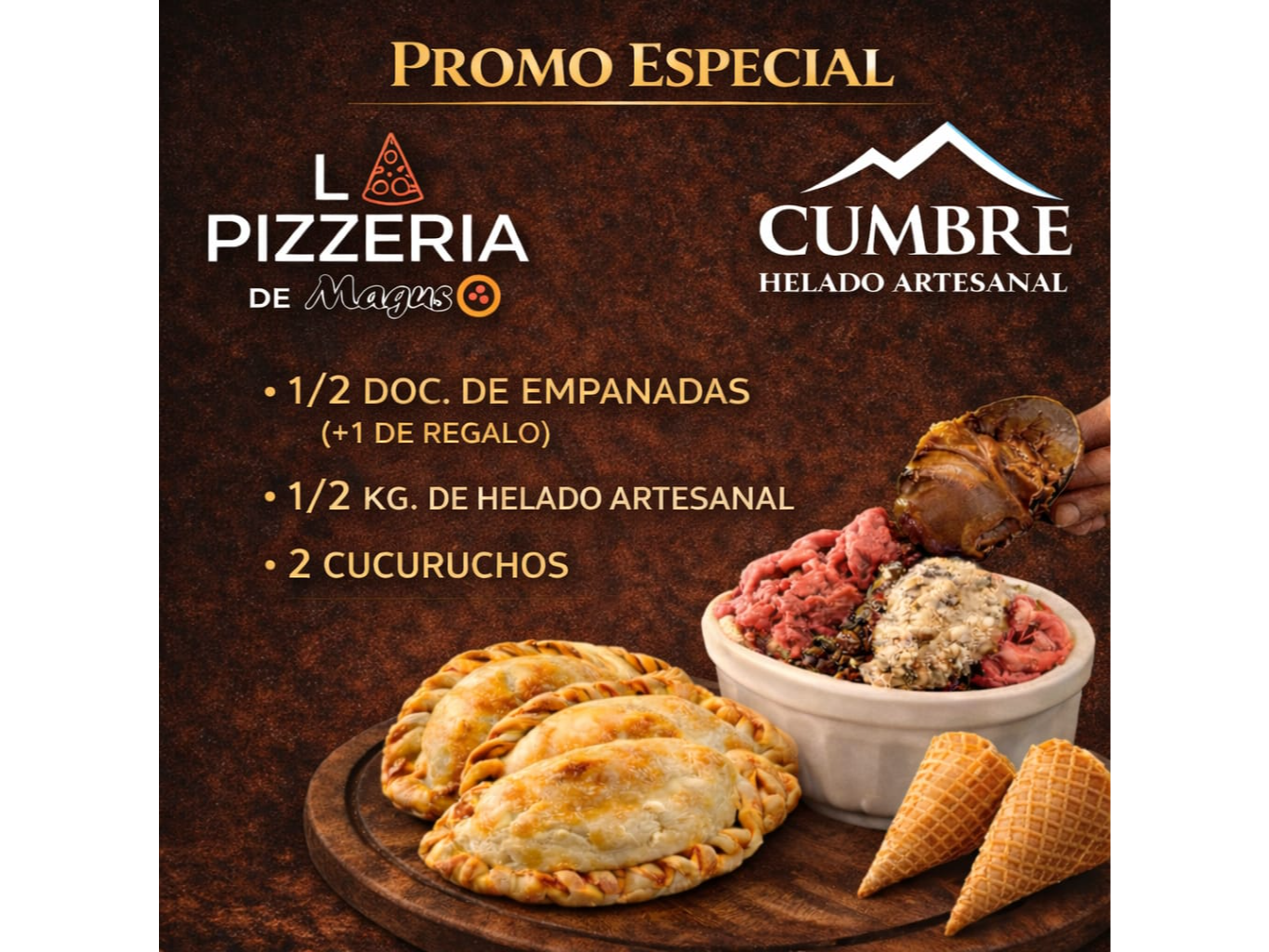 7 EMPANADAS + 1/2 KG+ 2 cucuruchos