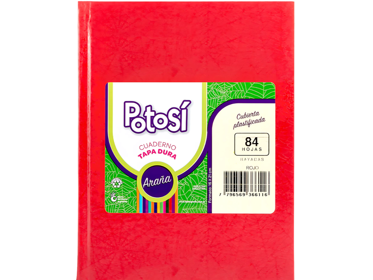 CUADERNO "POTOSÍ" TAPA DURA 16 x 21 x 84 HOJAS