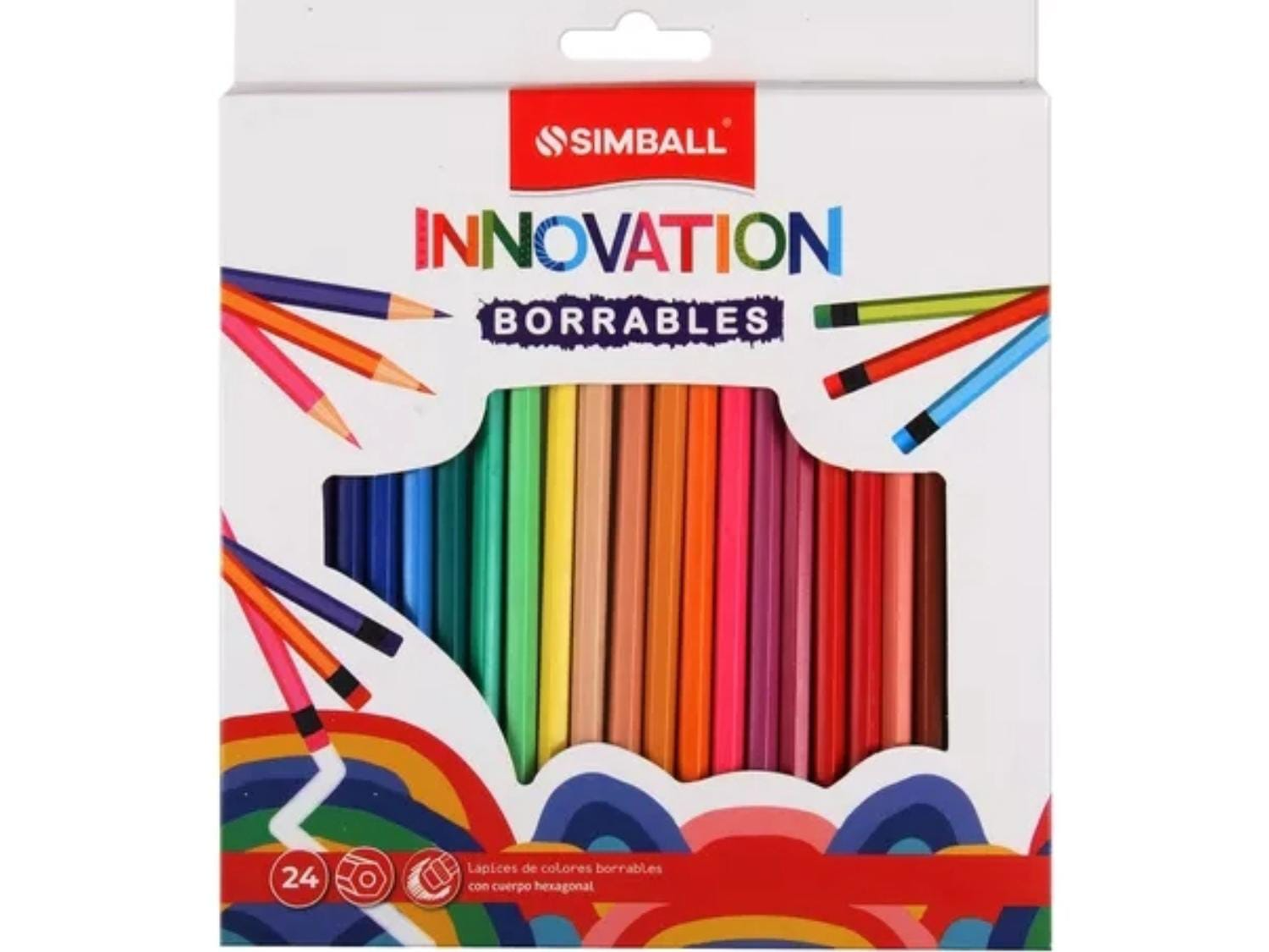 LÁPICES DE COLOR BORRABLES "SIMBALL" INNOVATION x 24 UNIDADES