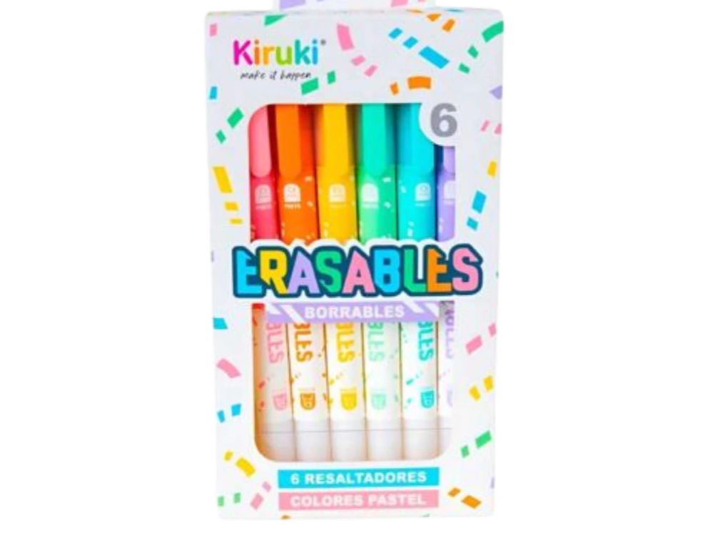 RESALTADOR "KIRUKI" BORRABLES x 6 UNIDADES
