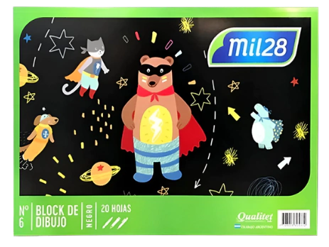 BLOCK DIBUJO NEGRO "MIL 28" N°6 x 20 HOJAS