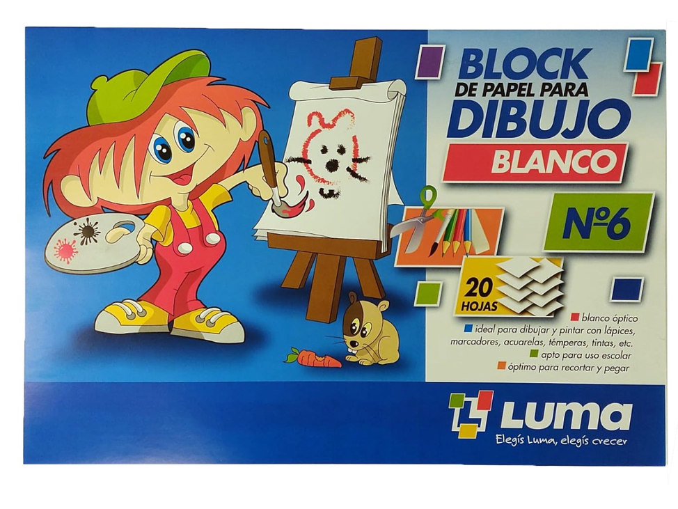 BLOCK DIBUJO BLANCO "LUMA" N°6 x 20 HOJAS