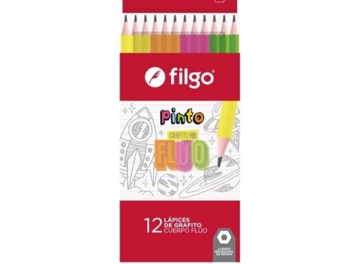 LÁPIZ GRAFITO "FILGO" FLÚO HB x 12 UNIDADES