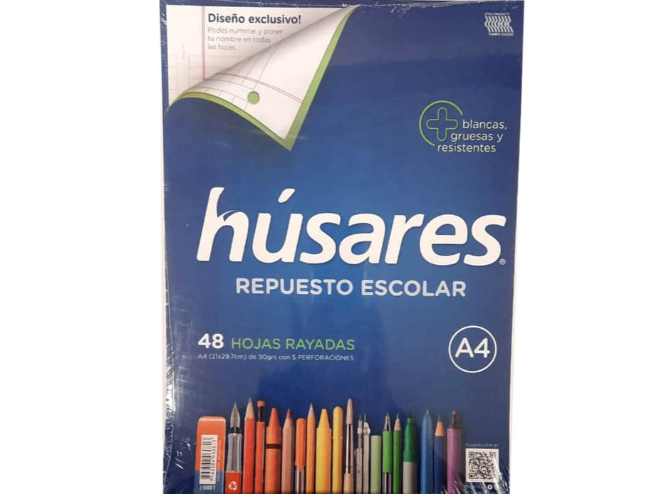 REPUESTO "HÚSARES" A4 x 48 HOJAS RAYADAS