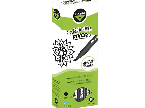 MARCADOR PUNTA PINCEL NEGRO "PIZZINI" x UNIDAD