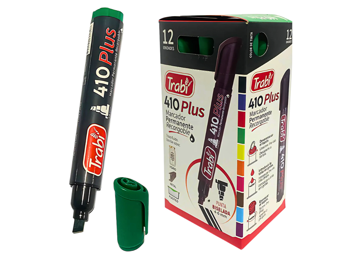 MARCADOR PERMANENTE PUNTA BISELADA "TRABI" x UNIDAD