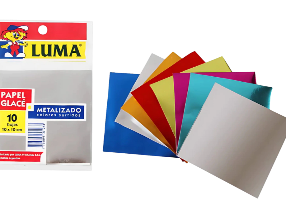 PAPEL GLACÉ "LUMA" METALIZADO x 10 HOJAS