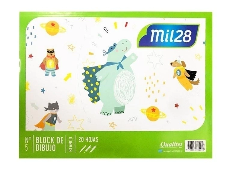 BLOCK DE DIBUJO BLANCO "MIL 28" N°5 x 20 HOJAS