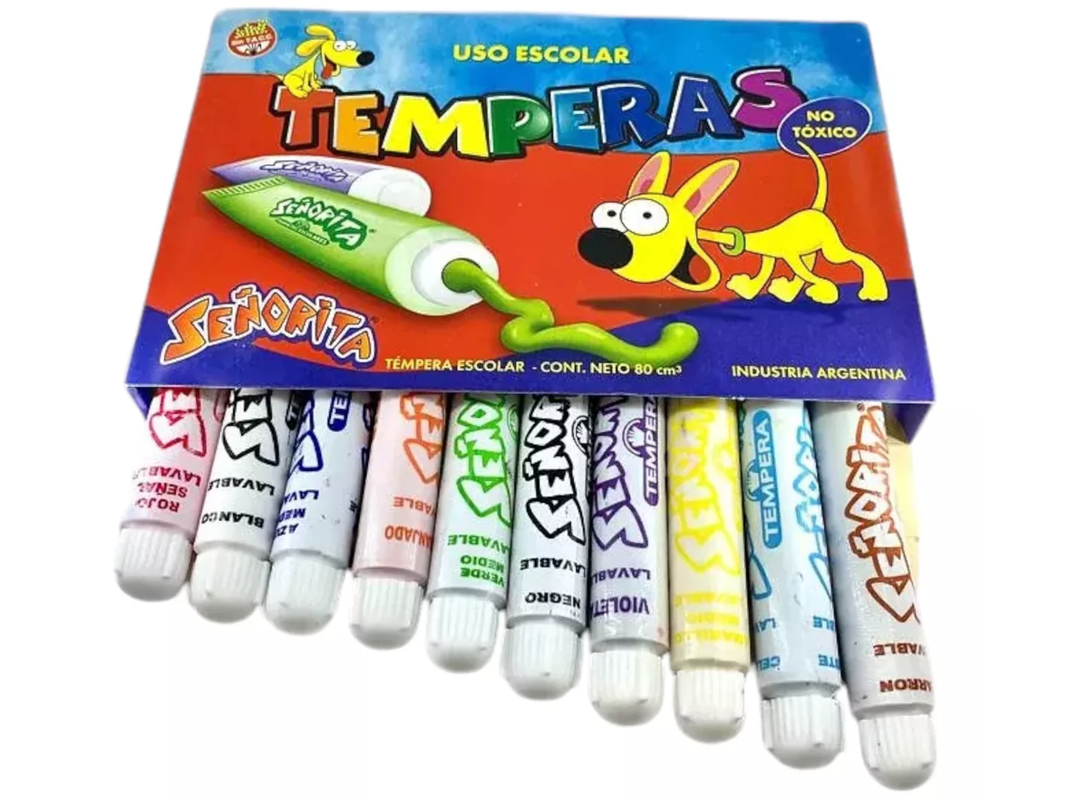 TÉMPERA "SEÑORITA" SURTIDA x 12 UNIDADES