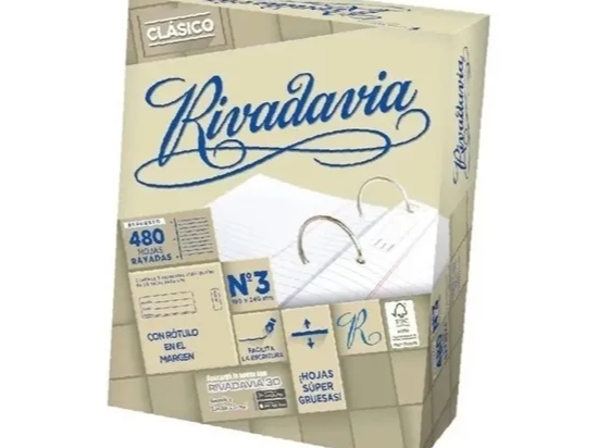 REPUESTO N°3 "RIVADAVIA" x 480 HOJAS SIN BANDA