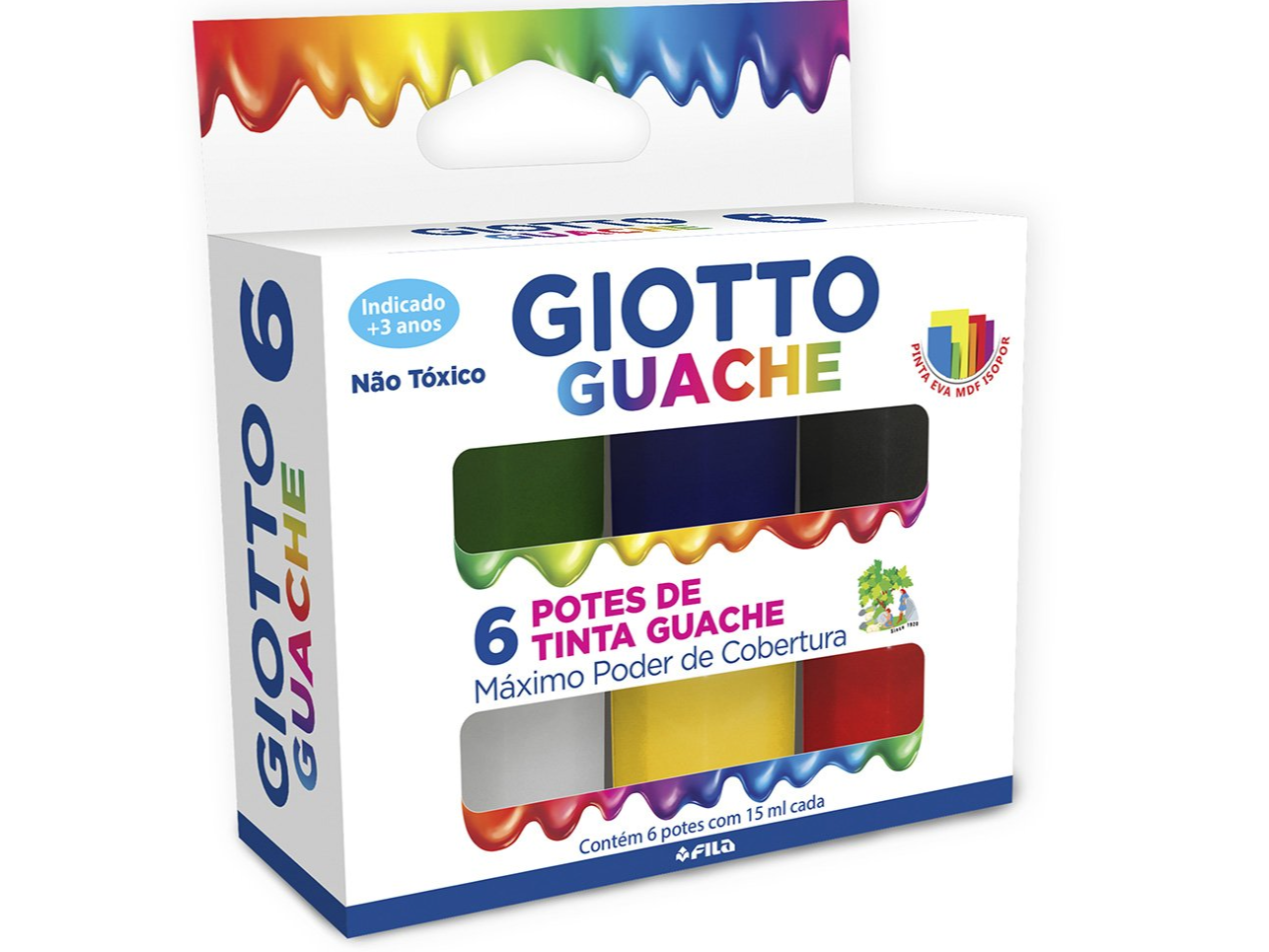 TÉMPERAS "GIOTTO" CLÁSICAS SET x 6 POTES DE 15 ML