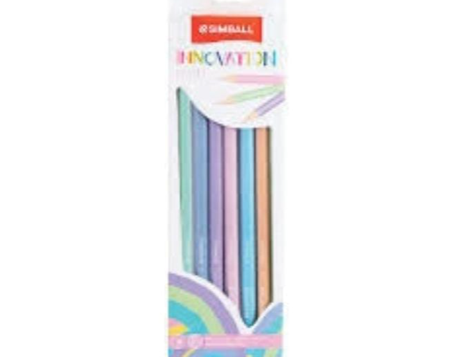 LÁPICES DE COLOR "SIMBALL" INNOVATION PASTEL x 8 UNIDADES