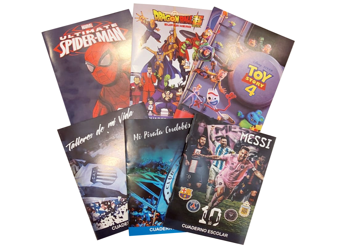 CUADERNO FANTASIA VARÓN TAPA FLEXIBLE x 24 HOJAS RAYADAS