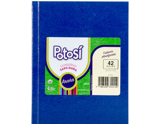 CUADERNO "POTOSÍ" 16 x 21 TAPA DURA ARAÑA x 42 HOJAS RAYADO
