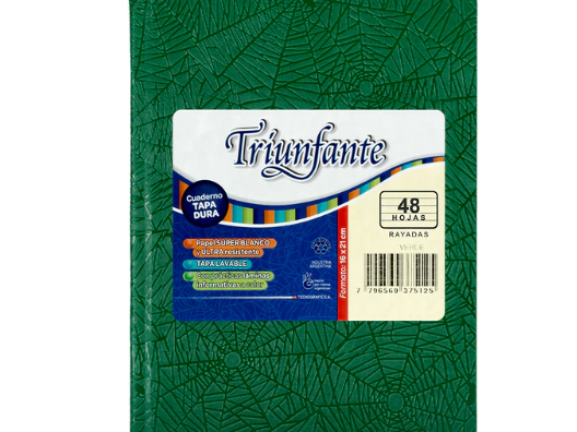 CUADERNO "TRIUNFANTE" N°1 16 x 21 TAPA DURA x 48 HOJAS