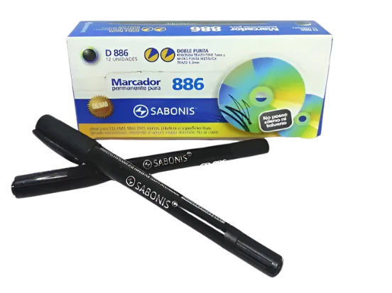 MARCADOR PERMANENTE DOBLE PUNTA "SABONIS" NEGRO x UNIDAD