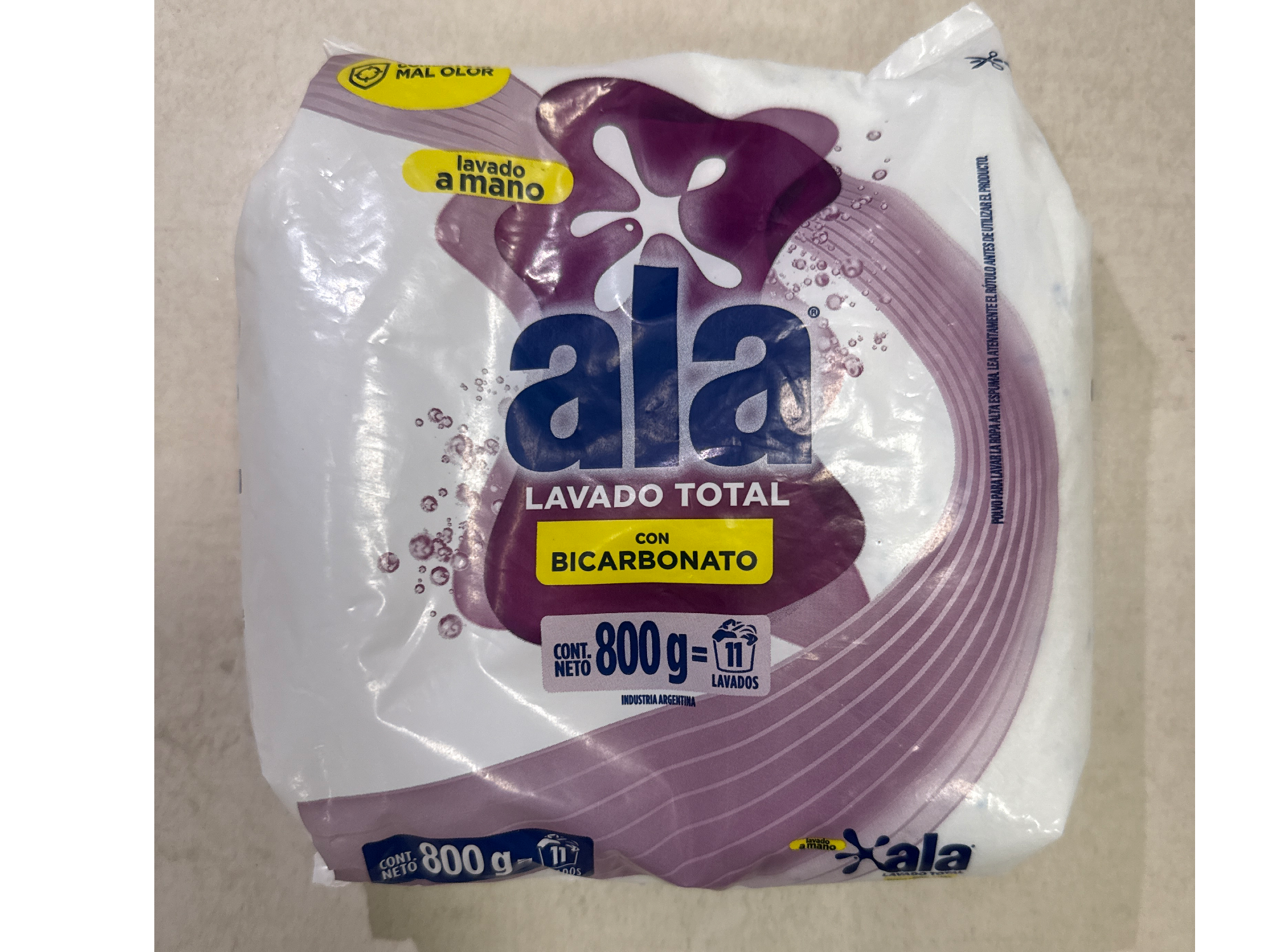 Jabón Ala en polvo con bicarbonato x800 g Lavado a mano