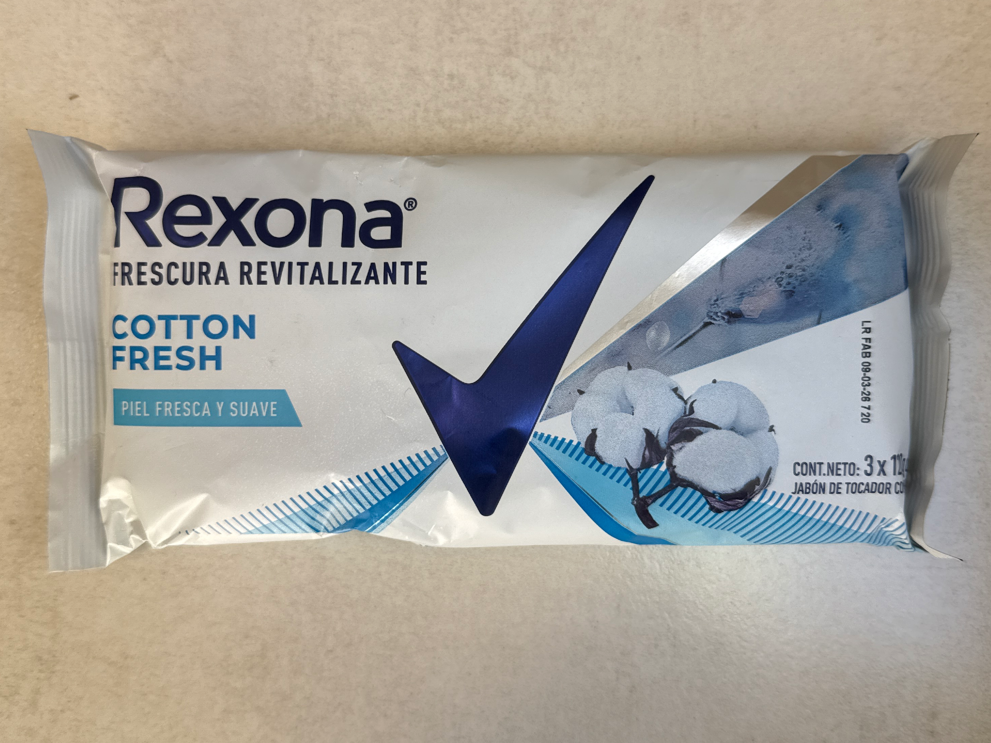 Jabón rexona x 3 cotton fresh