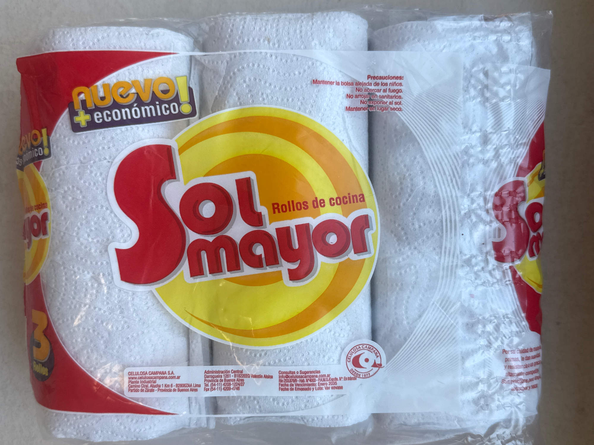 Rollo de cocina x 3 Sol Mayor