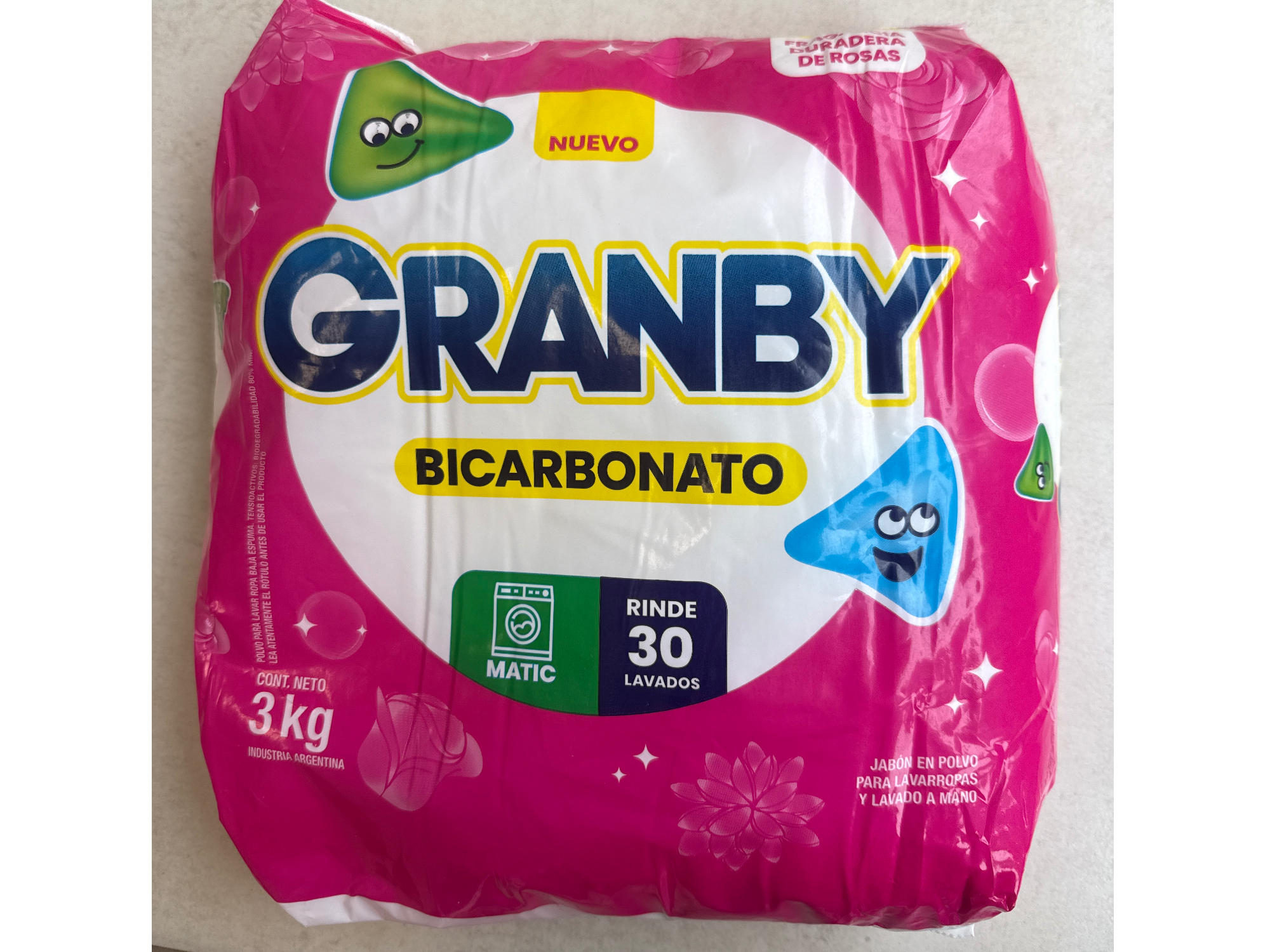 Jabón en Polvo Granby x3km - bicarbonato - Rosas- Matic