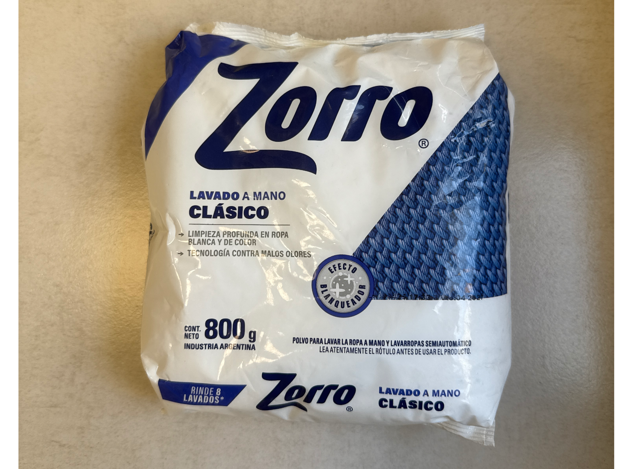 Jabón en polvo Zorro x 800 g lavado a mano