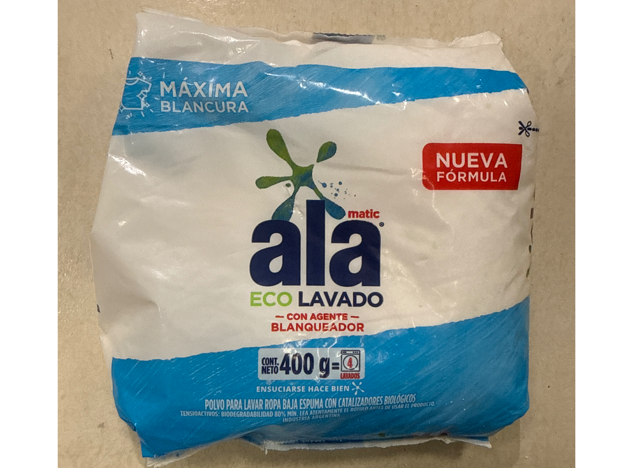 Jabón Ala en polvo matic x400g máxima blancura