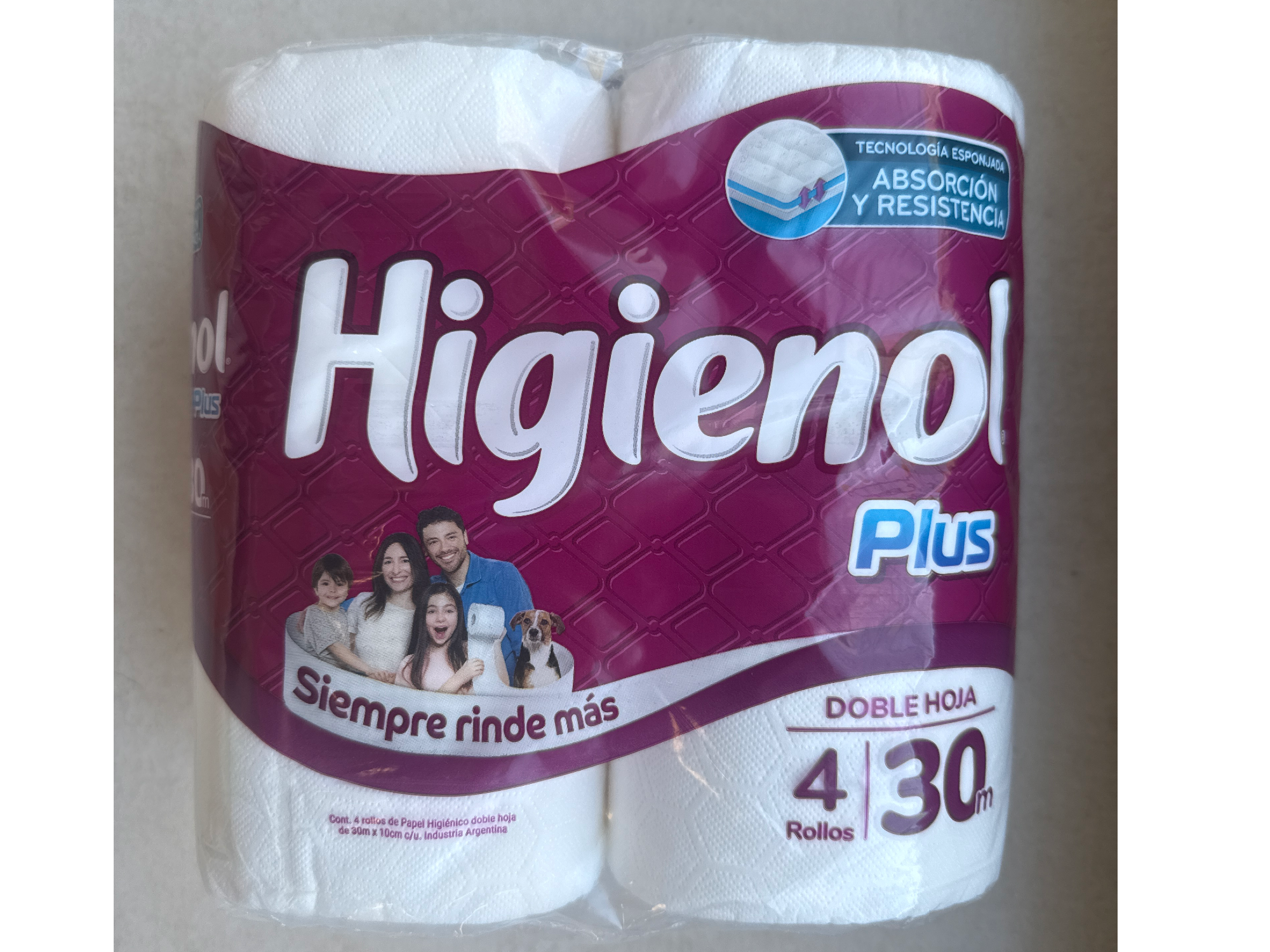 Papel higiénico x 4 - higenol plus - doble hoja