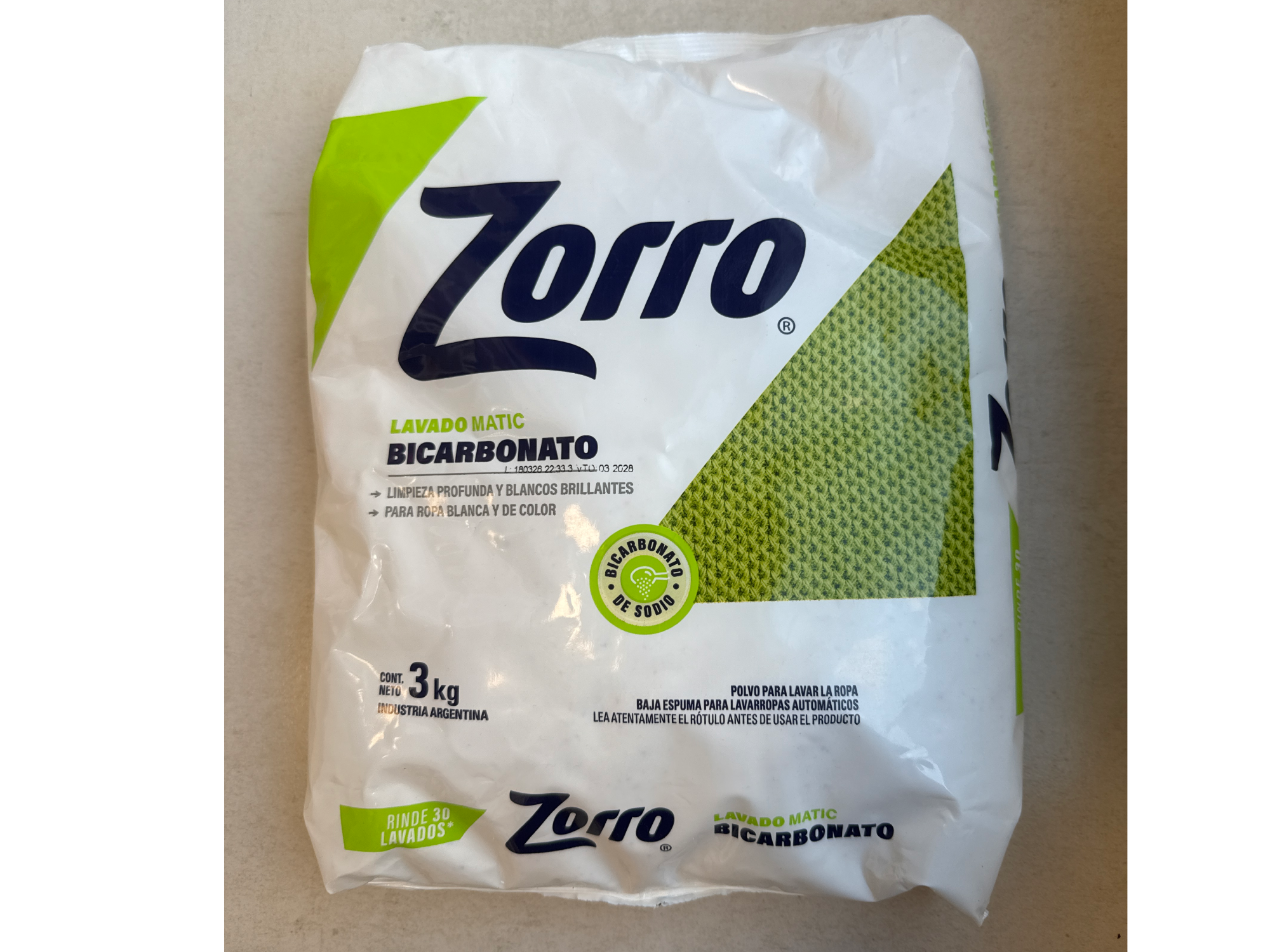 Jabón en polvo Zorro - matic con bicarbonato 3Kg