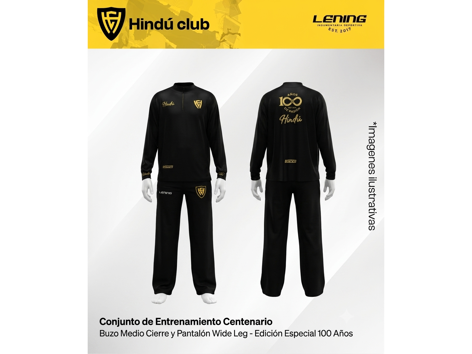 BUZO MEDIO CIERRE CENTENARIO + PANTALÓN WIDE LEG FEMENINO