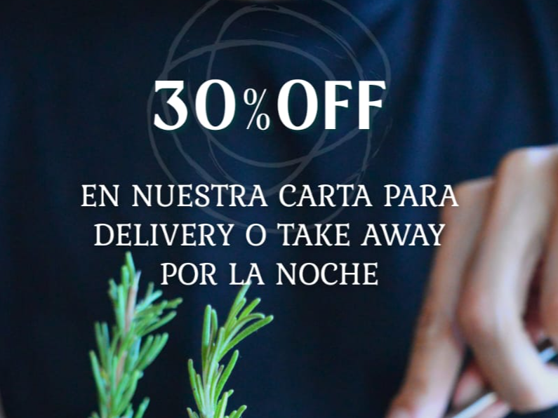 30% Off Take Away o Delivery