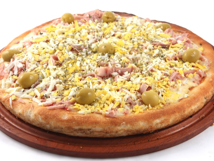 Pizza con huevo y jamon