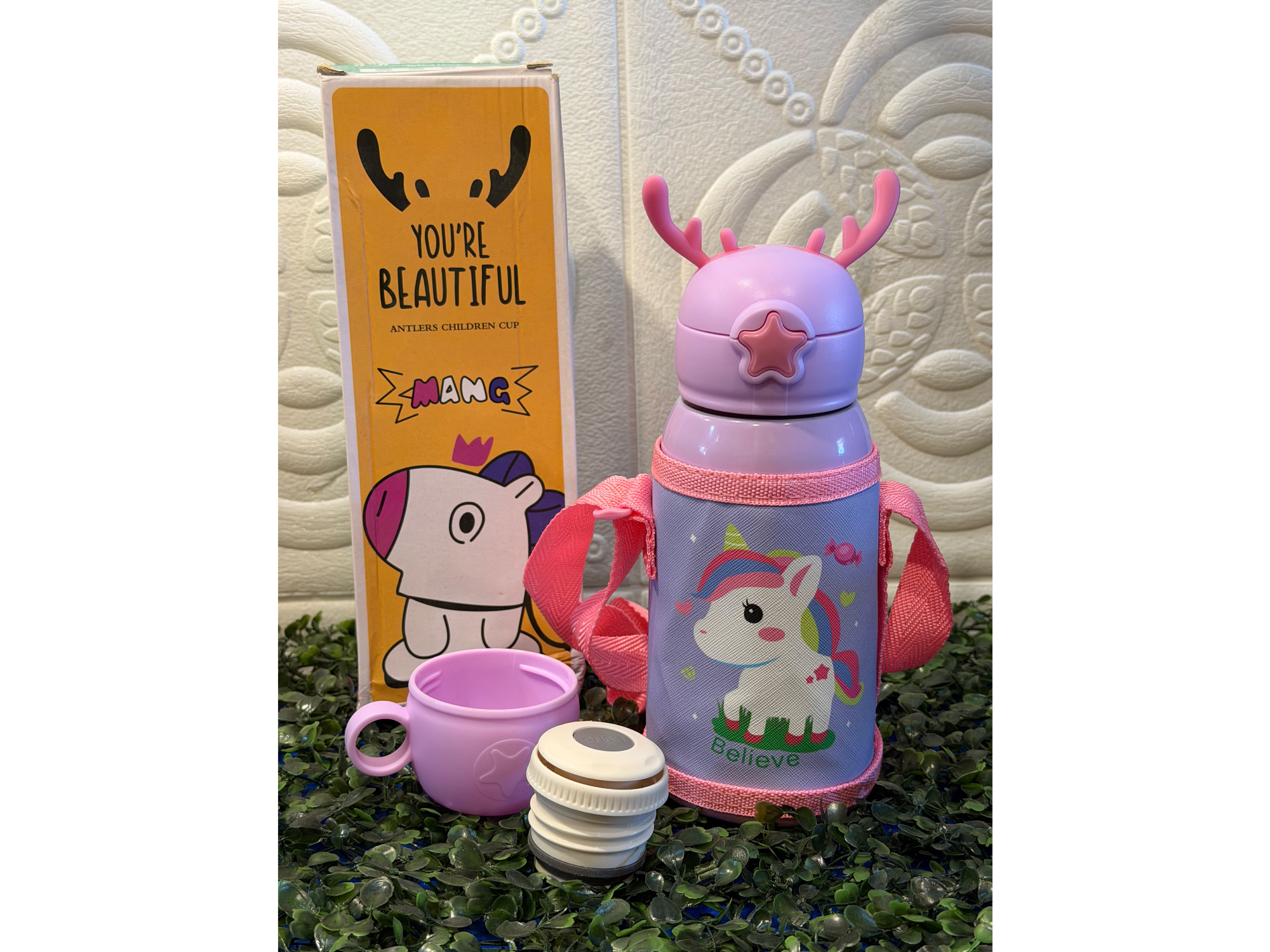 🦌🚰🍶 BOTELLA DE AGUA INFANTIL RENO 600CC CON FUNDA