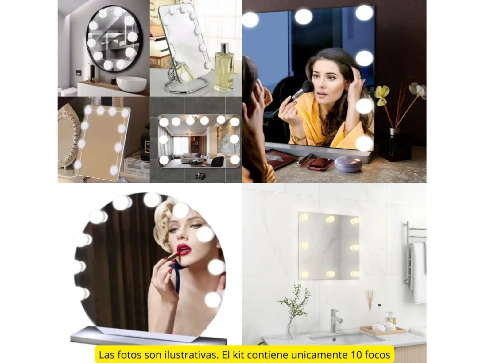 Focos para tocador autoadhesivas