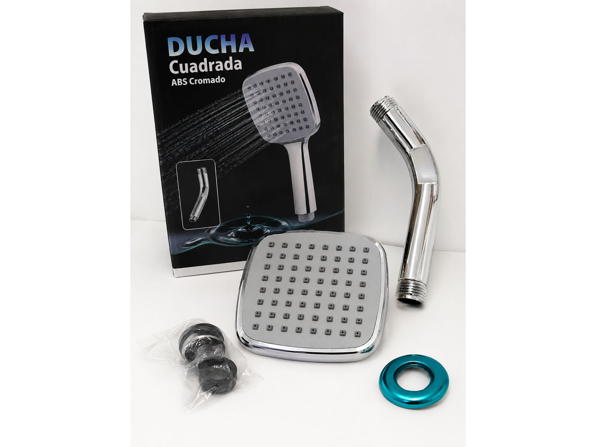 Ducha de baño cuadrada cromada