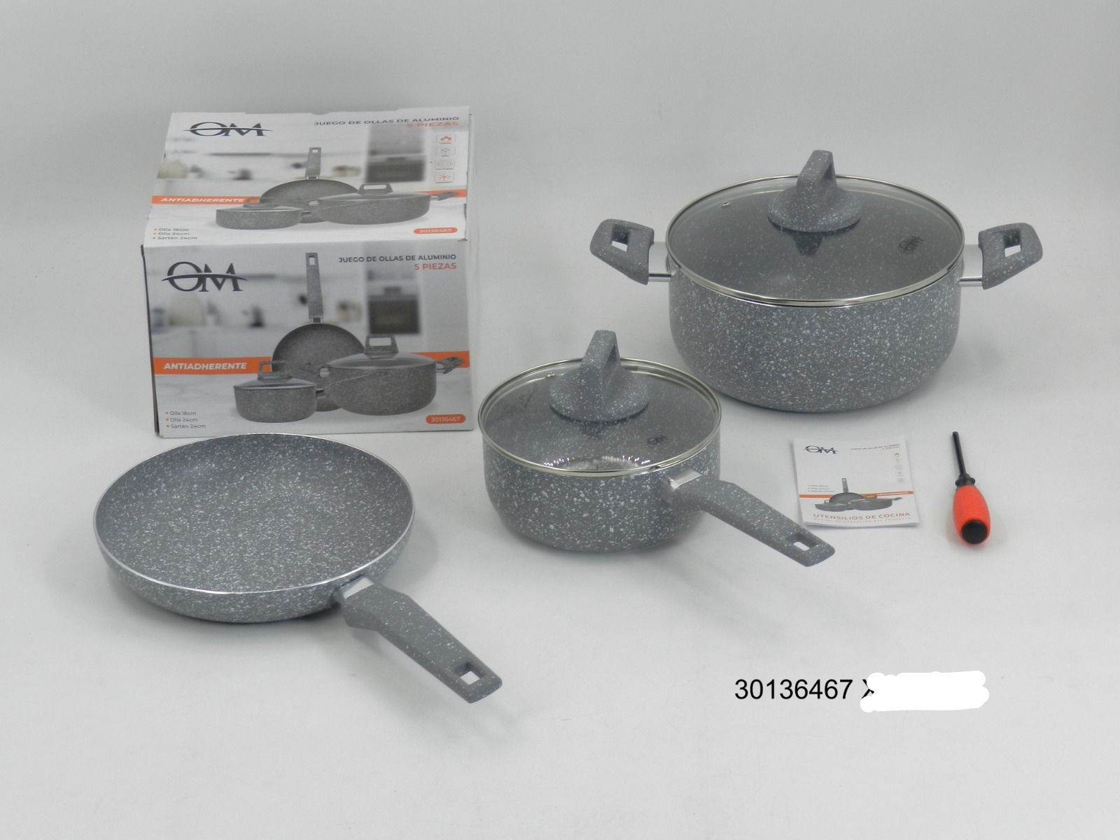 Juego de ollas de aluminio antiadherente 5 piezas