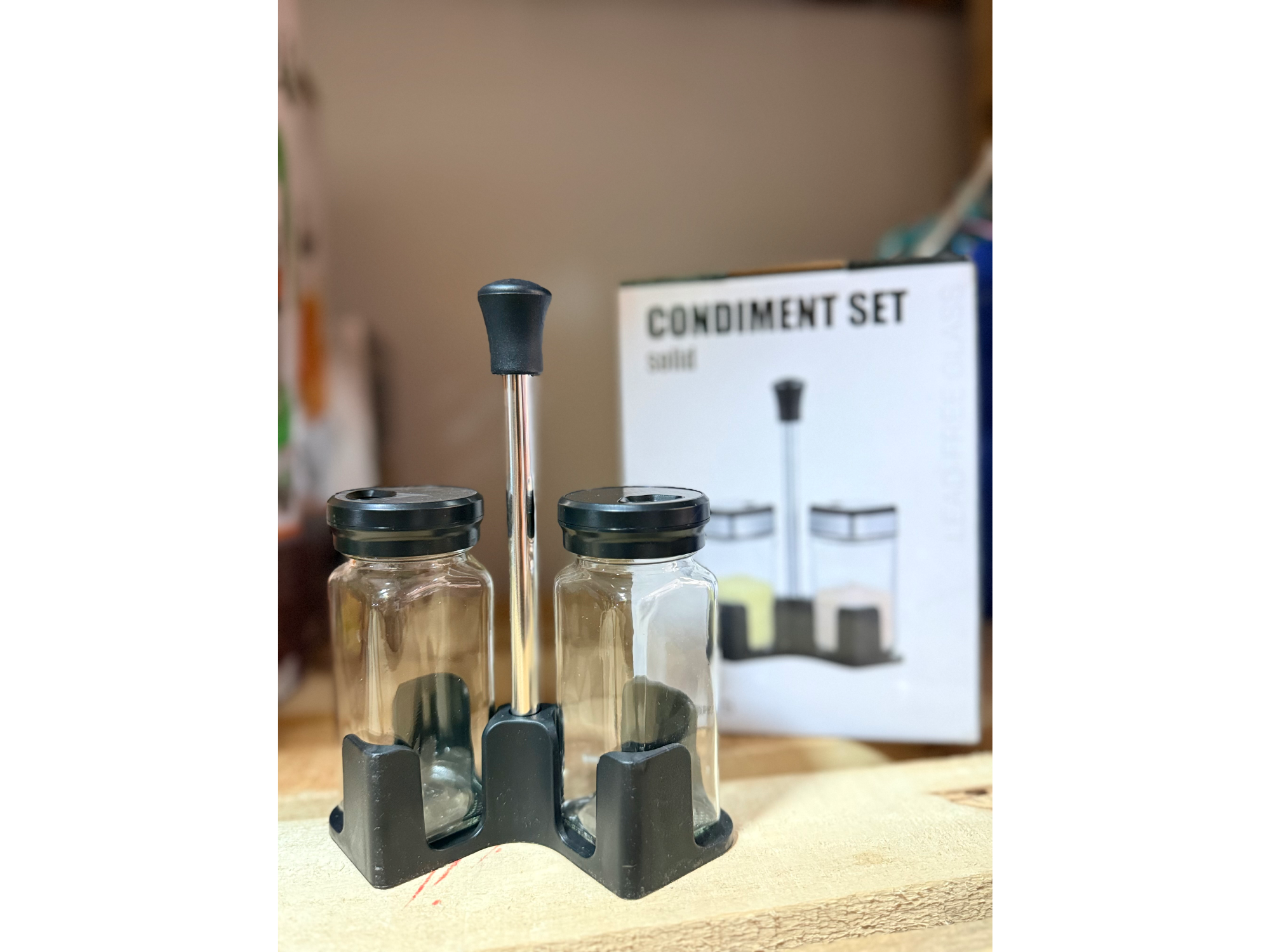 Set de condimenteros de vidrio