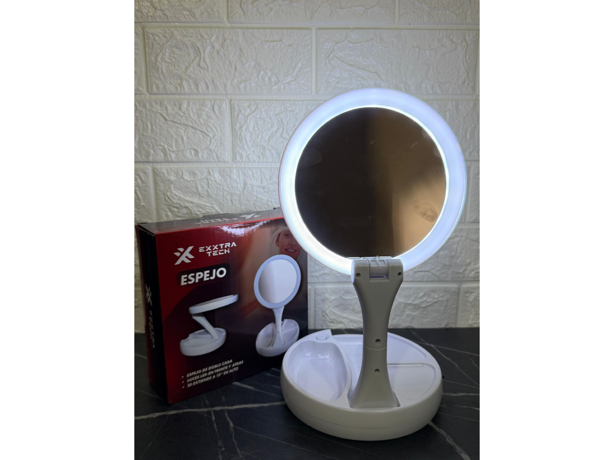 Espejo doble cara con luz LED