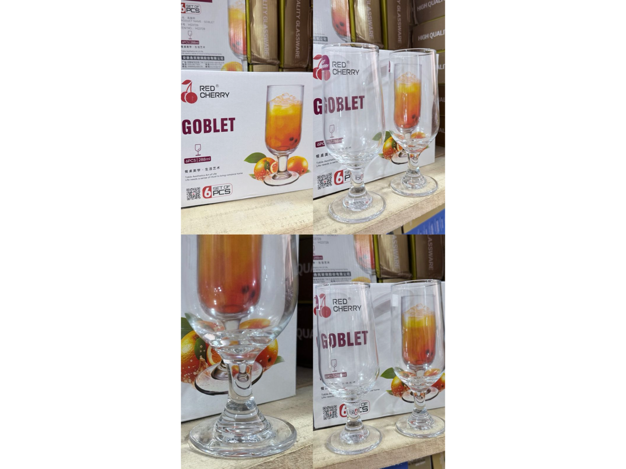 6 copas Red cherry anchas