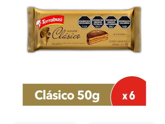 Alfajor de Chocolate  Clásico Terrabussi x 6 unidades