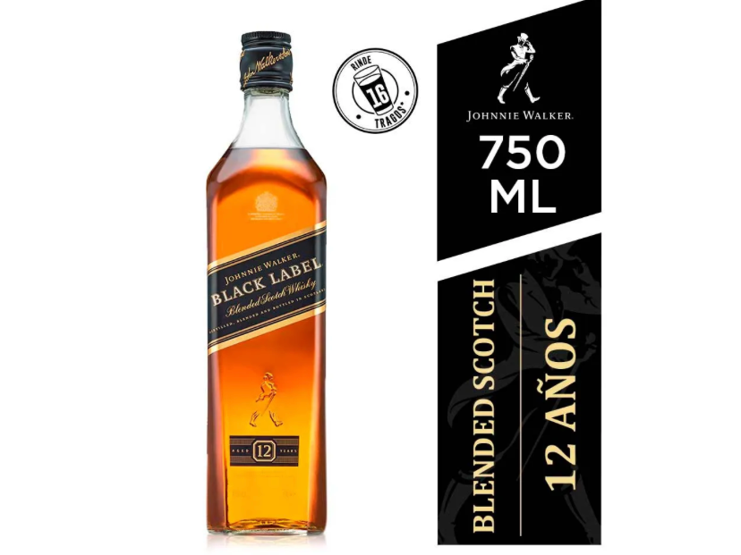 WHISKY JOHNNIE WALKER BLACK LABEL 750cc