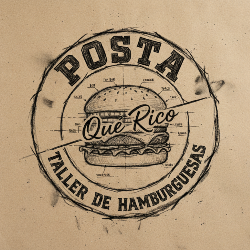 Logo POSTA Qué Rico, Taller de Hamburguesas