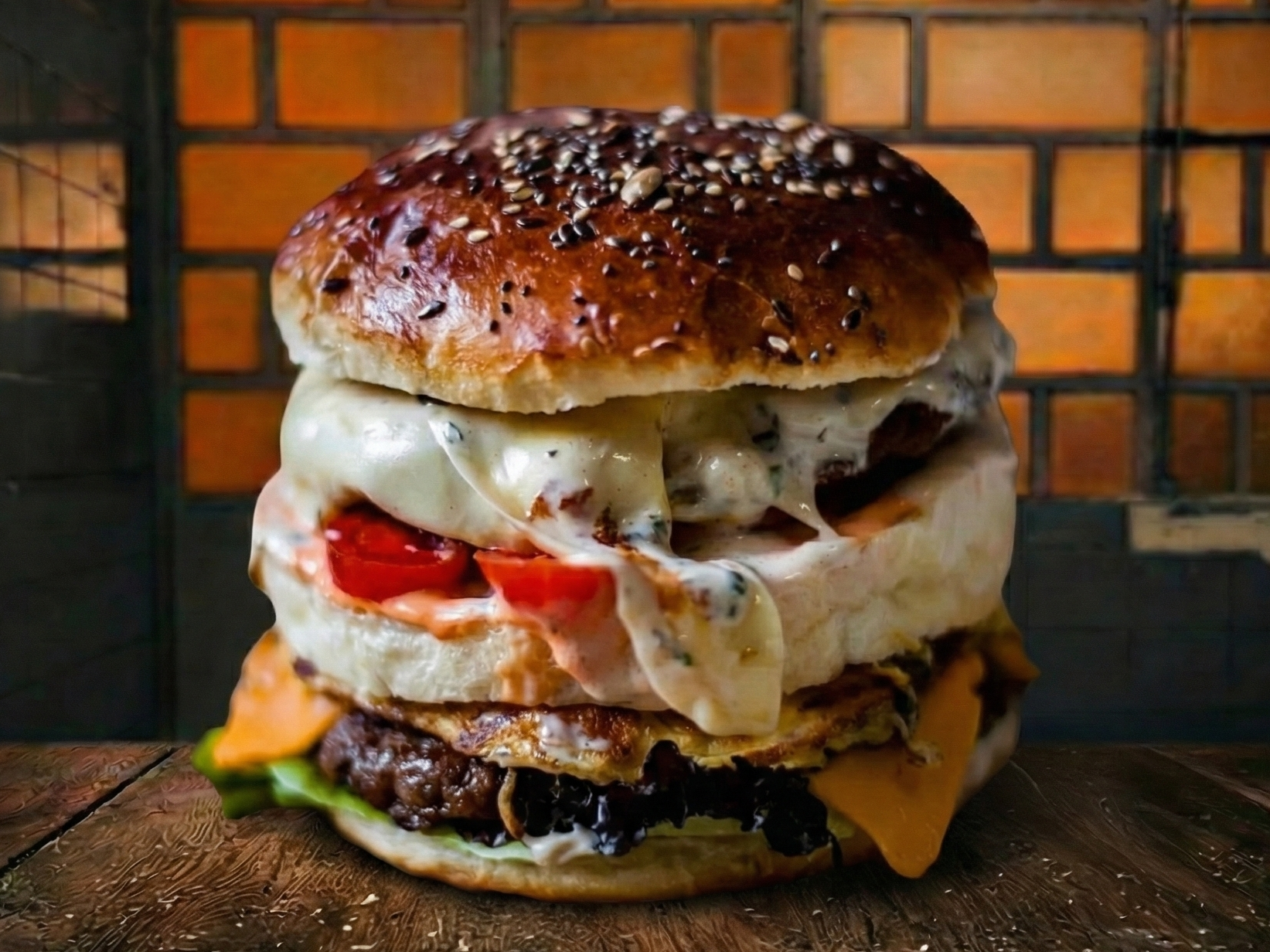 EL ENSAMBLE DOBLE (Homelette JyQ, lechuga, tomate, Cheddar, queso...)