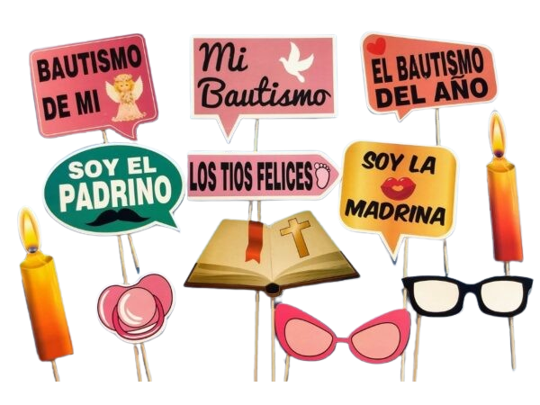 PROPS PARA FOTOS BAUTISMO ROSA