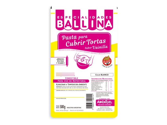 PASTA P/ CUBRIR TORTAS 500 GRS SABOR VAINILLA